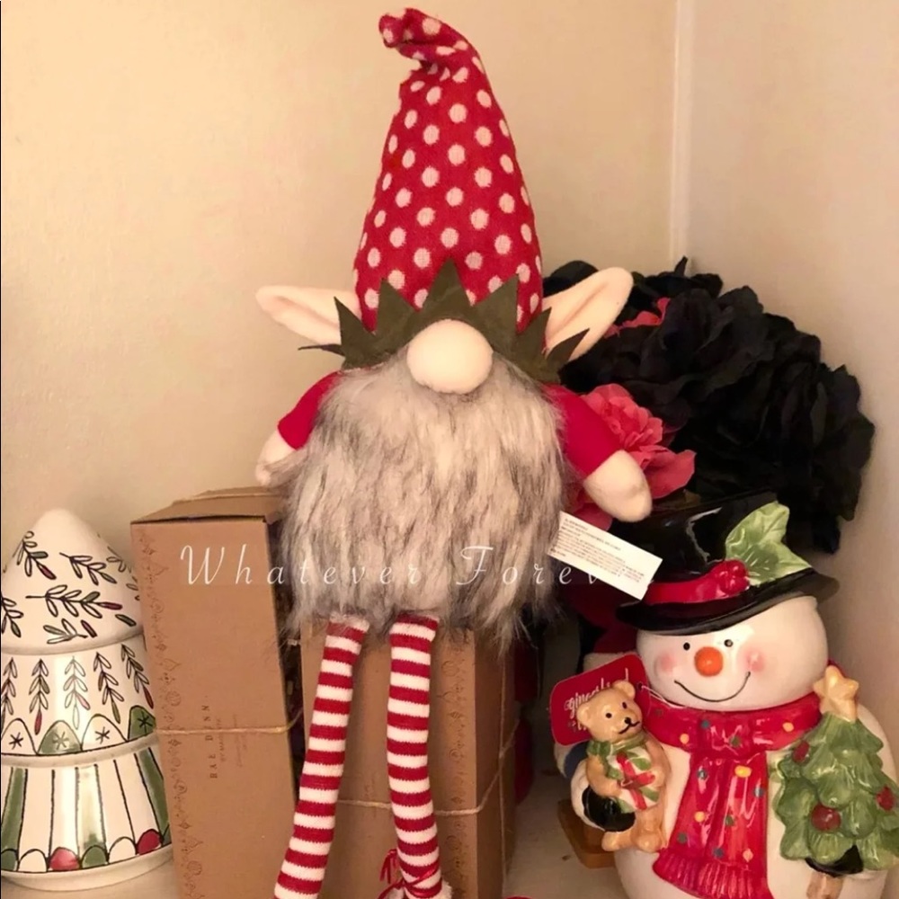 Cute Christmas elf Gnome red white candy cane